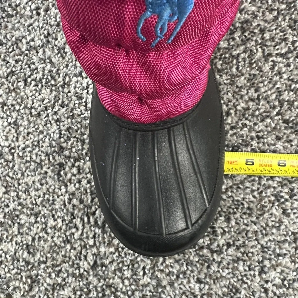 Kids Polo Ralph Lauren Pink Puffer Snow Boots Blue Pony Logo 4.5 Children Girl's